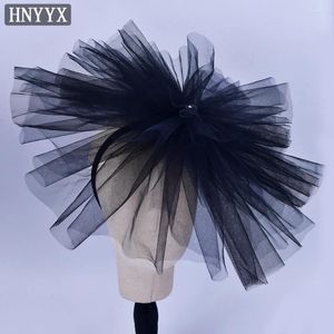 Hair Clips HNYYX Vintage Covering Veil Black Oversized Flower Headband Pearl Accessories Festival Hoop Party Tiara A104-Black