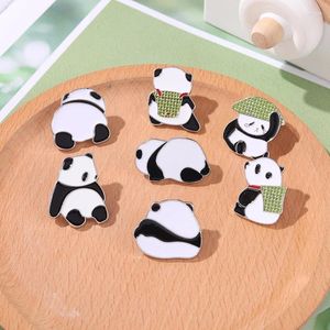 Brooches Adorable Panda Enamel Pins Lying Bamboo Hat Basket Cute Brooch Lapel Pin Badges Backpack Gift For People Who