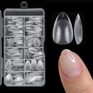 240pcsbox Half Matte XXS Almond Nail Tips Full Cover Soft Gel False Artificial Nails Perfect for Short Bed 240423