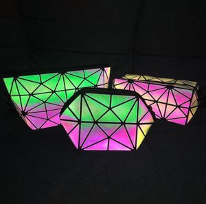 Geometryczne kosmetyki Organizator składania podróży torby makijażowe shujin moda kobiety zamek kosmetyczny torba Luminous Makeup Bag2755531