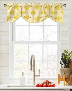 Curtain Bee Hive Yellow Flowers Window Living Room Kitchen Cabinet Tie-up Valance Rod Pocket