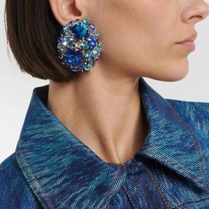 Brincos de backs clipe de ouvido de cristal redondo de luxo sem piercing jóias presentes de natal strass colorido para mulheres