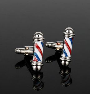 Dongsheng Tie Clips Cufflink Serisi Barber Shop Barber Pole Cufflinks Erkekler Gömlek Kuft Düğmeleri Takı Kumbası Yeni Aksesuarlar2191424