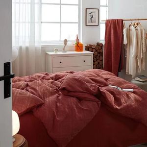 Zestawy pościeli Monochromatyczne pojedyncze łóżko Domowe kołdrę Przyjazna dla skóry materiał