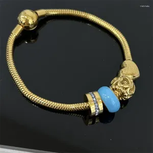Pulseiras de link moda moda aço inoxidável pulseira de aço azul série oceânica dourada cor jóias rápidas