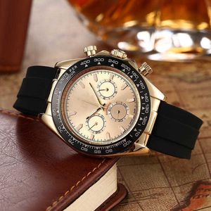 Titta på Watches AAA Limited Edition Lao Rubber Three Eye Trot Second Quartz Watch for Mens Business and Leisure Activity Mens Watch