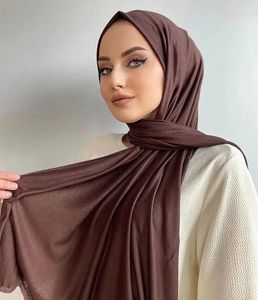 Ramadan Jersey Hijab Scarf för muslimska kvinnor sjal stretchy enkla hijabs modal bomullshalsdukar huvudduk afrikansk kvinna turban 240430