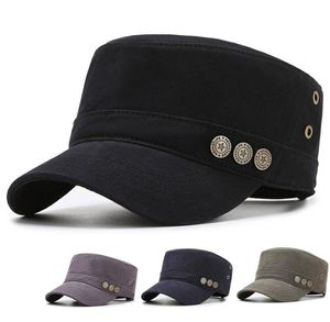 Hat Mens FlatTop Cap Korean Style Fashionable Simple Military Cap Outdoor Leisure AllMatch Sun Protection Hat Spring and Autumn 5859632
