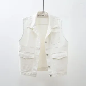 Women's Vests 2024 All-Matching Short White Denim Jacket