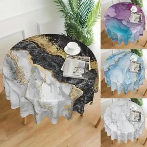 Table Cloth Simple And Elegant Marble Pattern Living Room Kitchen Round Dining Tablecloth Farmhouse Abstract Decoration