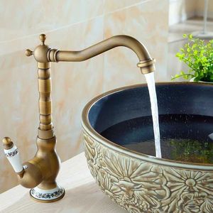 Bathroom Sink Faucets Bathroom Faucets Antique Bronze Faucet for Kitchen Cold and Hot Water Basin Mixer Tap with Ceramic Single Handle Sink Tap Crane