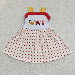 Clothing Sets Summer Girl Embroidery Cow Burger Vest Polka Dot Crewneck Fashion Cute Dress Wholesale Price