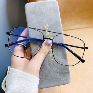 2024 Double Bridge Square Antiblue Light Glasses Frame Women Men Vintage Transparent Computer Oversize Pectacle Eyeglasses 240425