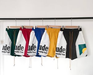 RHUDEショーツデザイナーショーツサマーファッションビーチパンツメンズ高品質のストリートウェアルーズサイズバスケットボールパンツ