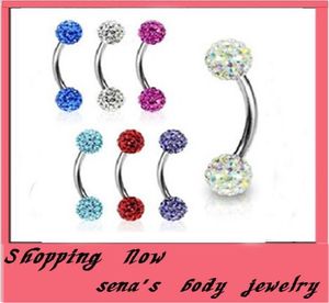 Anel de sobrancelha E10 30pcslot mix 10 Cor Shamballa Disco Ball Eyebrow Stud Piercing Jewerbrow BAR5543286