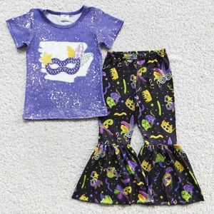 Clothing Sets High Quality RTS No Moq Carnival Spring Kids Apparels Baby Purple Clothes Outfits Girls Mardi Gras