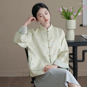 Frauenjacken Miiiix 2024 Chinesische Modedesign -Mantel Spring Jacquard Imitation Song Brocade Knopf Top Female Kleidung