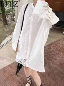Bluzki damskie BJTZ Koszulka spódnica Koronna sylwetkowa sukienka dla kobiet 2024 Spring Solid Kolor luźne odzież żeńska HL438