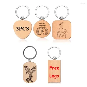 Party Supplies 3Pcs/Lot Free Personalized Name Wood Key Chain Engraved Heart Custom Wedding Gifts Natural Blanks Keychain