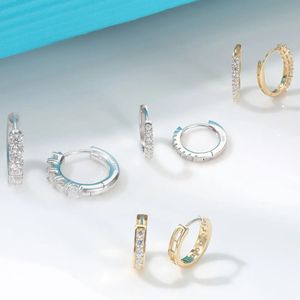 Orecchini a cerchio di diamanti 925 Sterling Silver per donne in oro bianco placcato/18k Placted Fashion Ear Simple Ear Belirry 240428