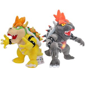 29 cm Cartoon 3D Angry Bowser Plush Toy Schame Anime Lalk Stojący Ogień Czarny żółty bowser Peluche dla dzieci zabawki