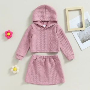 Set di abbigliamento per bambini gonna ragazza abiti autunnali abiti abiti di colore con cappuccio con cappuccio con cappuccio con cappuccio lungo e gonne in vita elastica