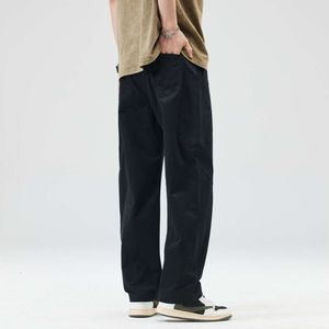 Trendy Men's Casual Loose Straight 2024 Summer Pure Cotton American Work Clothes Wide Leg Pants For Men