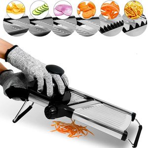 Lmetjma Verstellbarer Mandoline Slicer Edelstahl Gemüse Slicer Hackerschneider für Kartoffel -Tomaten Zwiebel Karotte JT213 240415