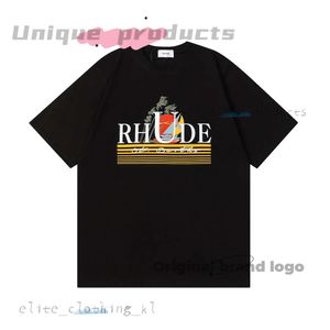 Fashion Cotton Rhude Shirt Rhude T Shirt High-quality Trendy Brand New Model Mens Tshirt Designer Streetwear Summer Clothes Classic Man Sailboat Print Short 567