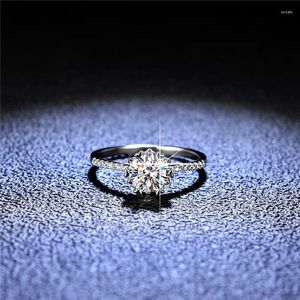 Clusterringe Silber Platinum Exzellent Cut Diamond Test 1 Tage Farbe Good Moissanit Rose Heart Stecker Ring 925 Schmuck Pt950