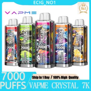 Original Vapme Crystal 7000 puffs Disposable vape juice 7k vape pen devices 14ml Pre-filled Cartridge Mesh Coil 650mAh Rechargeable battery