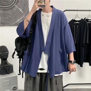 Roupas étnicas Plus Tamanho Verão Verão Linho de linho de algodão solar Menina de camisa Kimono Yukata Cardigan japonês Retro Retro Style Street Street