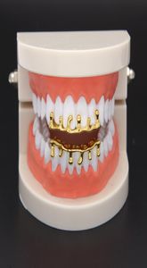 Hip Hop Gold zęby Grillz Drip 8 zębów grille dentysty cosplay dolne czapki dolne zęby raper biżuteria prezent 3451654