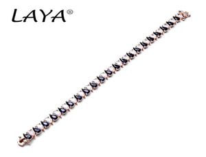 LAYA Tennis Bracelet For Women 925 Sterling Silver Rose Gold Inlaid Synthetic Blue Crystal Wedding Original Modern Luxury Jewelry25864626