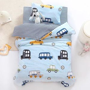 3 pezzi set di cotone da letto per bambini set da letto tela piumino Copriva di cuscinetto Portine di cuscino da cuscino da cuscino da orso rosa Bianco e ragazza carino letto 240429