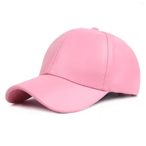 Szerokie grzbietowe czapki skórzana czapka baseballowa mężczyźni kobiety regulowany stały kolor szczytowy czapki kaczki kaczki sunshade trucker na zewnątrz prosta unisex