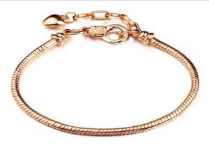 10pcs/lot Fashion Copper Rose Gold Chain Lobster Clasps Bracelet Fit European Charms beads DIY Jewllery Making 18cm & 20cm3493209