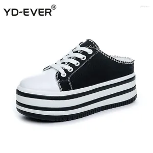 Fitness Shoes Canvas Women Platform Wedge High Heel Lace Casual Up Slippers Hight Hight crescendo tênis bombas 54uh