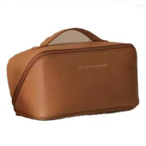 Cosmetic Bags 1Piece Large Capacity Travel Bag Multifunction Make Up Case Tool Brown