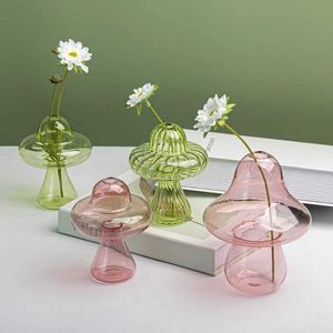 Planters POTS THE MUSHROOM GLASS Blomma Vas Hydroponic Transparent Flower Terrarium Flower Bottle Desktop Decor Glass Pot Aromatherapy Bottle