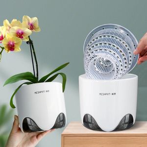 Pentole di orchidee meshpot da 5 pollici da 7 pollici con buco a doppio strato imitare la fioriera di orchidee in ceramica fornisce una buona circolazione dell'aria 240419