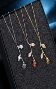 VKME Rose Flower Pendant Necklace for Women 3 Colors Vintage Boho Botanical Necklace Glamour Fashion Party Gifts6437334