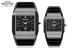 Relógios quadrados de cerâmica de luxo para mulheres, casais, relógios negros Men039s Women039s Quartz Wristwatches