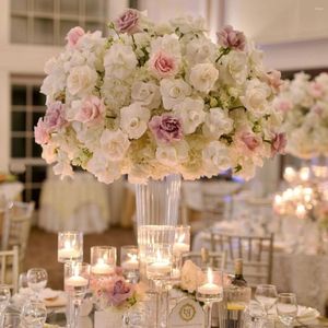 Party Decoration 5st) 60cm) Crystal Flower Stand Centerpiece Silk Floral Arrangemang Transparent Bankett Wedding Table Centerpieces