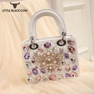 Сумки для плеча женщин сумочка 2024 дизайн пакетов алмазы жемчужины Tote Ladies Single Crossbody Fashion маленький лоскут мессенджер