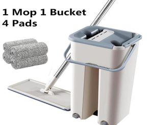 New Floor Mop Set Automatic Mop And Bucket Avoid Hand Washing Microfiber Cleaning Cloth Flat Squeeze Magic Wooden Floor Lazy Mop T2946342