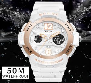 Sportowe zegarki dla kobiet Smael Ladies Watches Casual LED Digital White Clock Kobieta Elegancka Mujer Watchy Watches Waterproof Y9952843