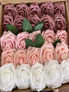 Flores decorativas grinaldas 25/50pcs 7cm Artificial PE Rose Bouquets para Casamentos Decorações de festa em casa ao ar livre Diy Scrapbook S9884862