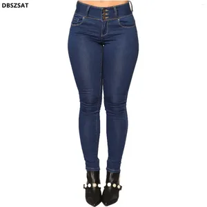Kvinnors jeans 2024 Kvinnor Pant kvinna hög midja denim byxor breda benkläder blå vintage kvalitet mode rak