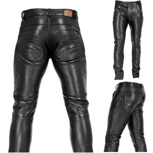 Mens Goth Steampunk Pu Leather Pant Black Motorcycle Rock Roll Slim Legging Pants Plus Size 240419